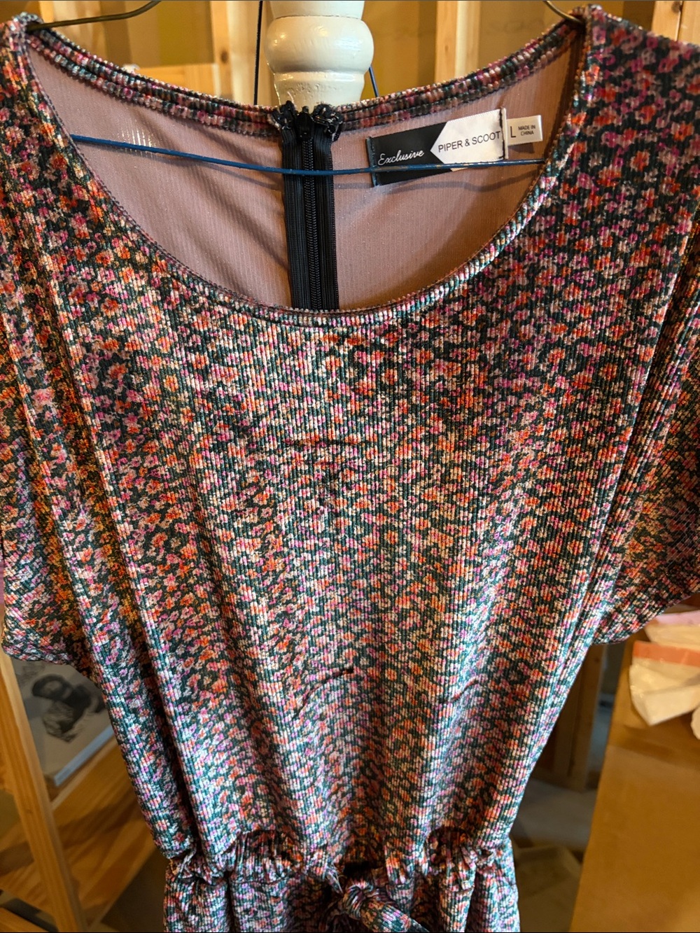 Floral Short-Sleeve Jump Suit with Tie Waist - Pink & Black